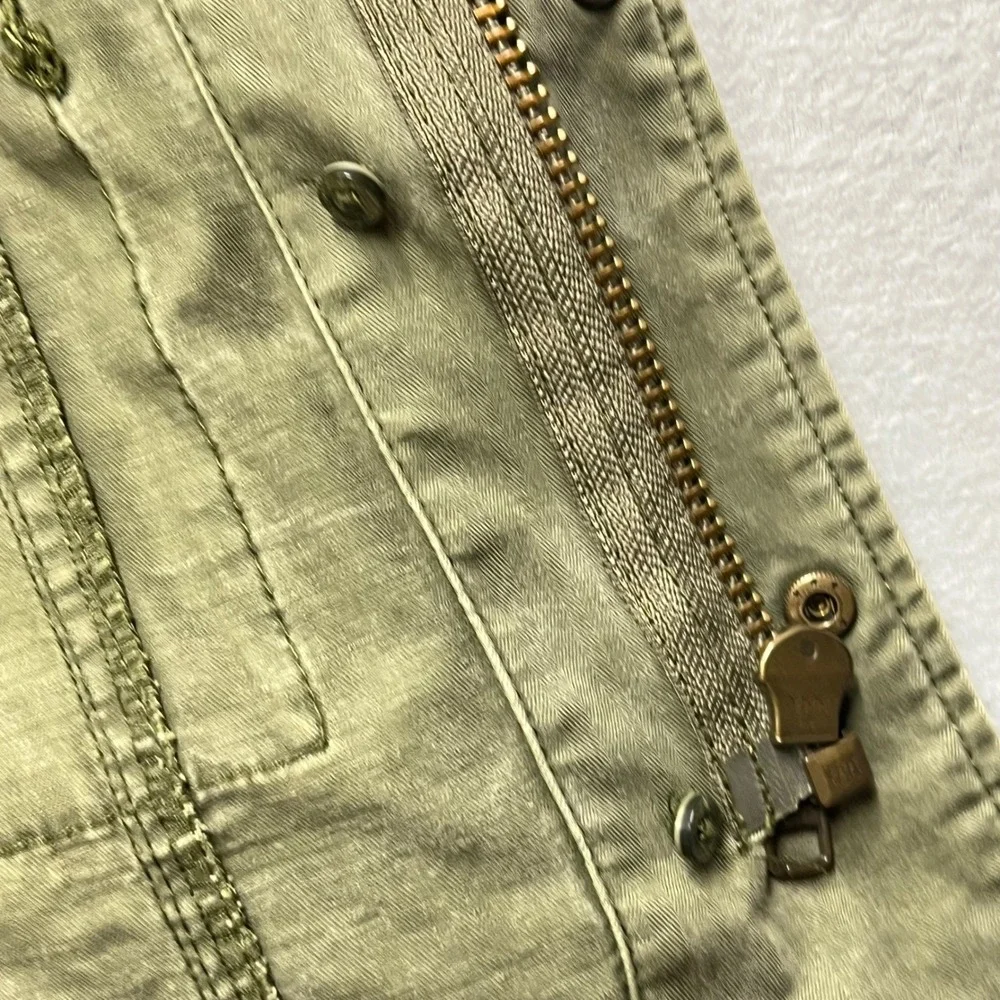Free People Womens Olive Green Cotton Twill Military Field Jacket Fishtail Hem